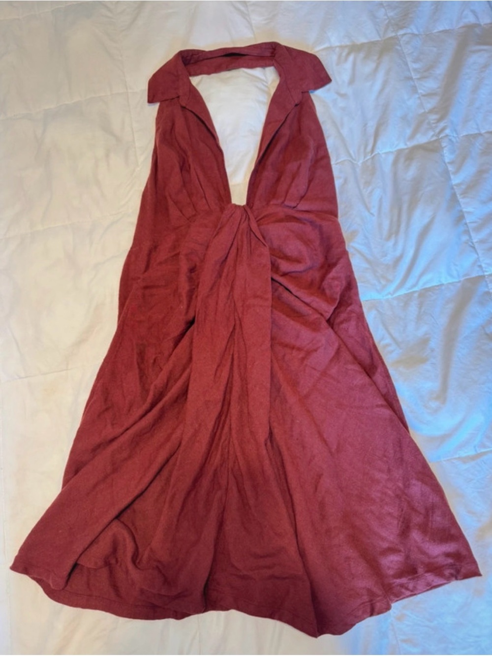 Women's Knot-Front Halter Dress in Rust